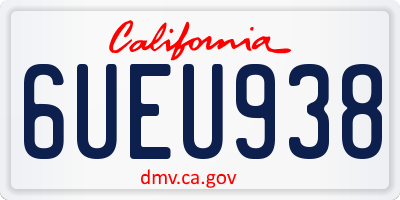 CA license plate 6UEU938