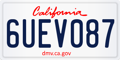 CA license plate 6UEV087