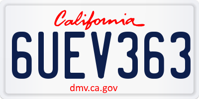 CA license plate 6UEV363