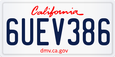 CA license plate 6UEV386