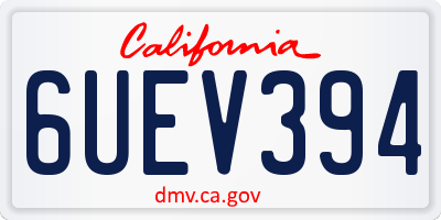 CA license plate 6UEV394