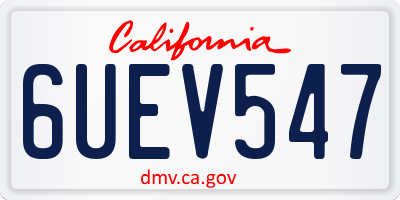 CA license plate 6UEV547
