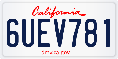 CA license plate 6UEV781