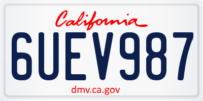 CA license plate 6UEV987