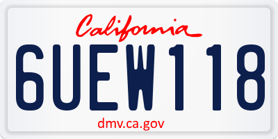 CA license plate 6UEW118