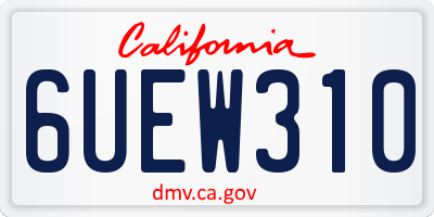 CA license plate 6UEW310