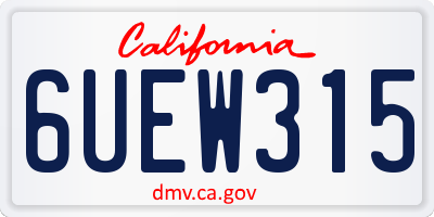 CA license plate 6UEW315
