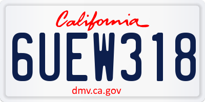 CA license plate 6UEW318