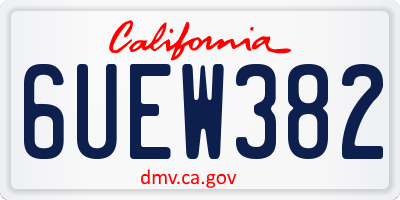 CA license plate 6UEW382