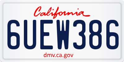 CA license plate 6UEW386