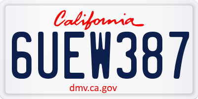 CA license plate 6UEW387