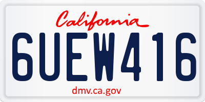 CA license plate 6UEW416