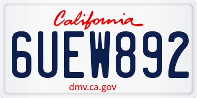 CA license plate 6UEW892