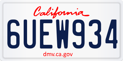 CA license plate 6UEW934