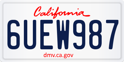 CA license plate 6UEW987