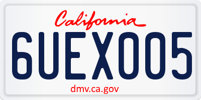 CA license plate 6UEX005