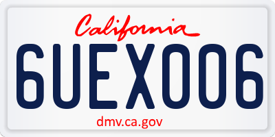 CA license plate 6UEX006