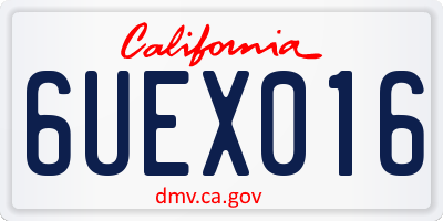 CA license plate 6UEX016
