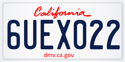 CA license plate 6UEX022