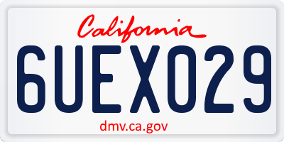 CA license plate 6UEX029