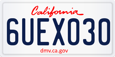 CA license plate 6UEX030
