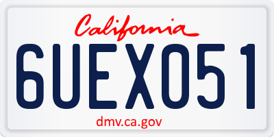 CA license plate 6UEX051