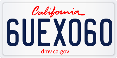 CA license plate 6UEX060