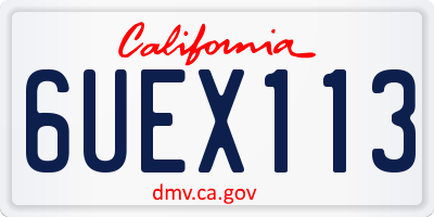 CA license plate 6UEX113