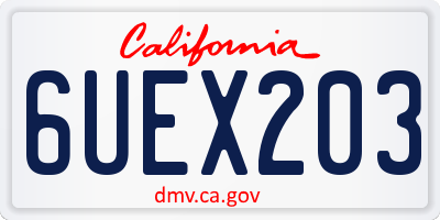 CA license plate 6UEX203