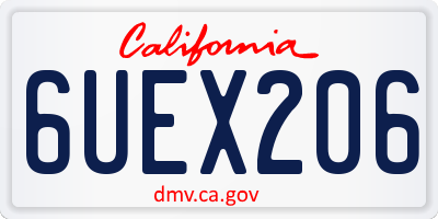CA license plate 6UEX206