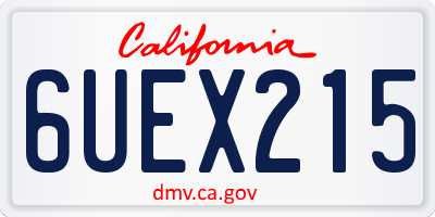CA license plate 6UEX215