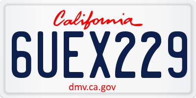 CA license plate 6UEX229