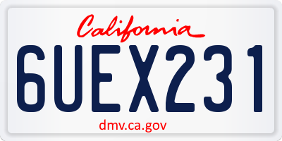 CA license plate 6UEX231
