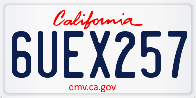 CA license plate 6UEX257