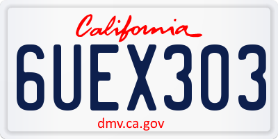 CA license plate 6UEX303