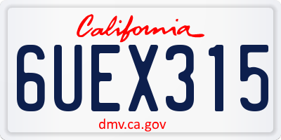 CA license plate 6UEX315