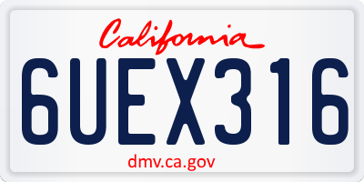 CA license plate 6UEX316