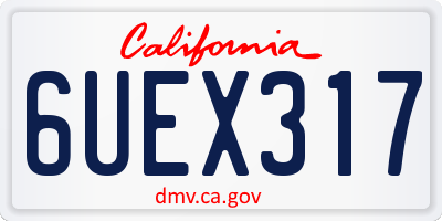 CA license plate 6UEX317