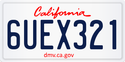 CA license plate 6UEX321
