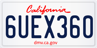 CA license plate 6UEX360