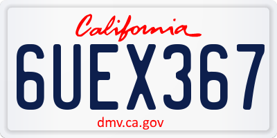 CA license plate 6UEX367