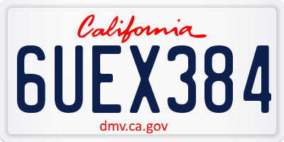 CA license plate 6UEX384