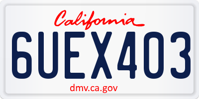 CA license plate 6UEX403