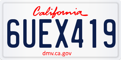 CA license plate 6UEX419