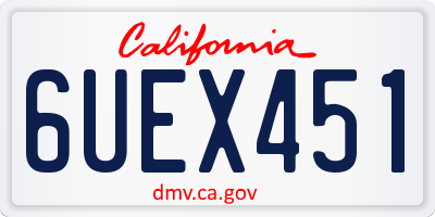 CA license plate 6UEX451