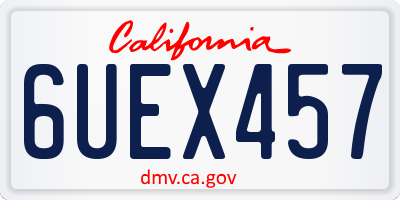 CA license plate 6UEX457