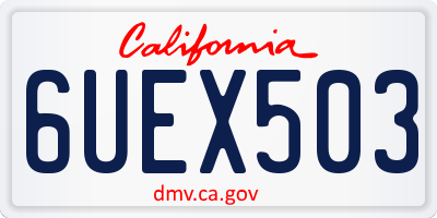 CA license plate 6UEX503
