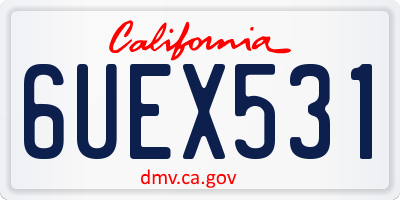 CA license plate 6UEX531