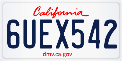 CA license plate 6UEX542
