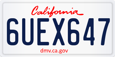 CA license plate 6UEX647